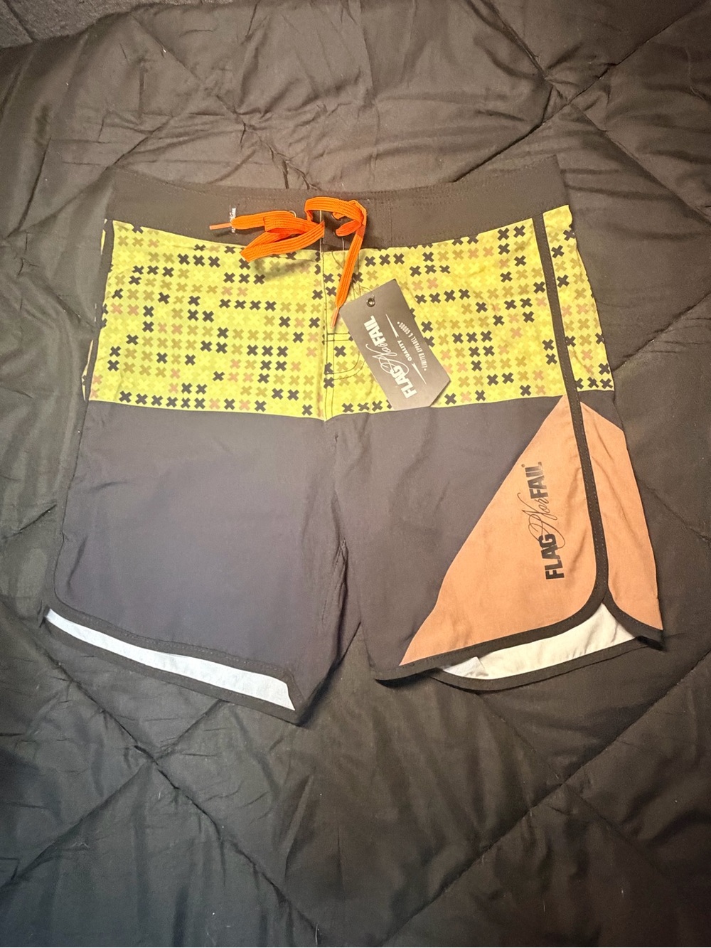flag nor fail Men’s Athletic Shorts - Yellow, Black, Orange